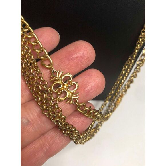 1025 Monet Vintage Gold tone Layered link chain 24" necklace - Picture 2 of 4